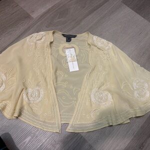 French Connection Cream Embroidered Shawl